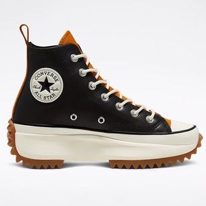 Converse Run Star Hike Leather Hightop Sneaker - New, Black / Saffron Yellow, 7